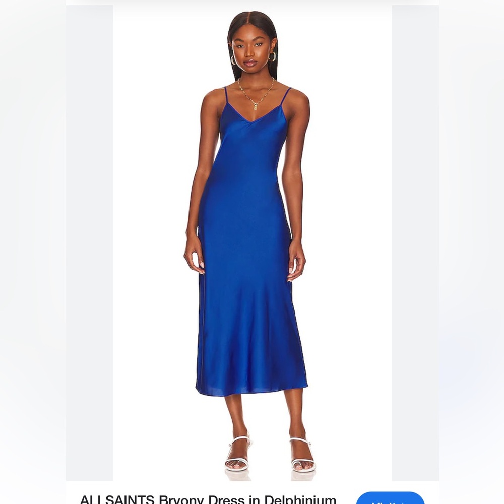 All Saints Size 0 Bryony Midi Dress in Delphinium Blue